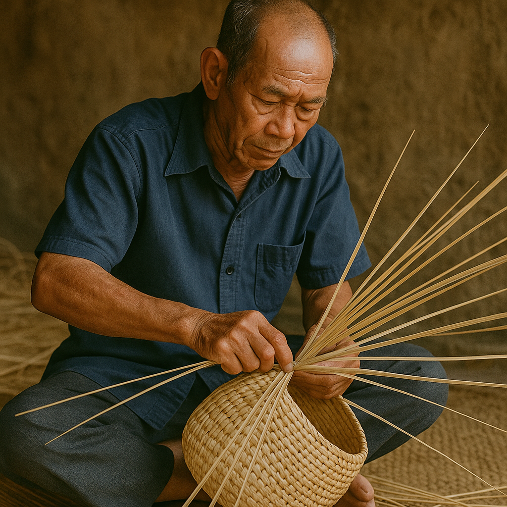 Nghệ nhân đan giỏ